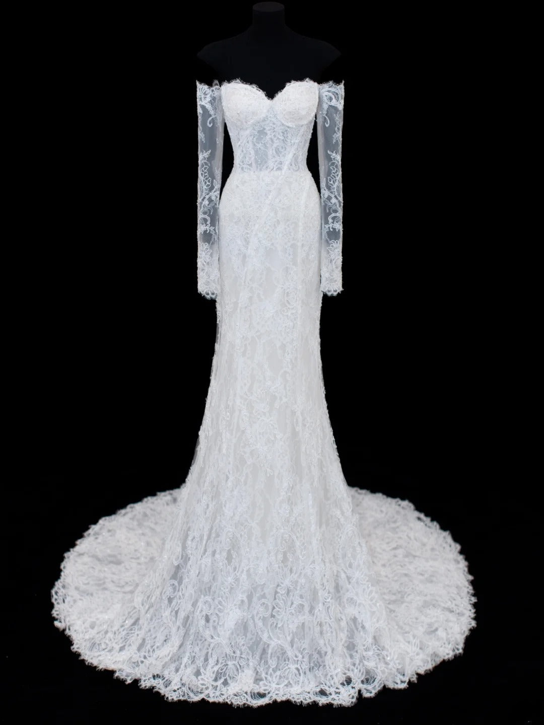 Wedding Gowns Dresses Elegant Modest for Bride Mermaid Off The Shoulder With Long Sleeves Lace Petite/Plus Size Bridal Gowns For Women SA015
