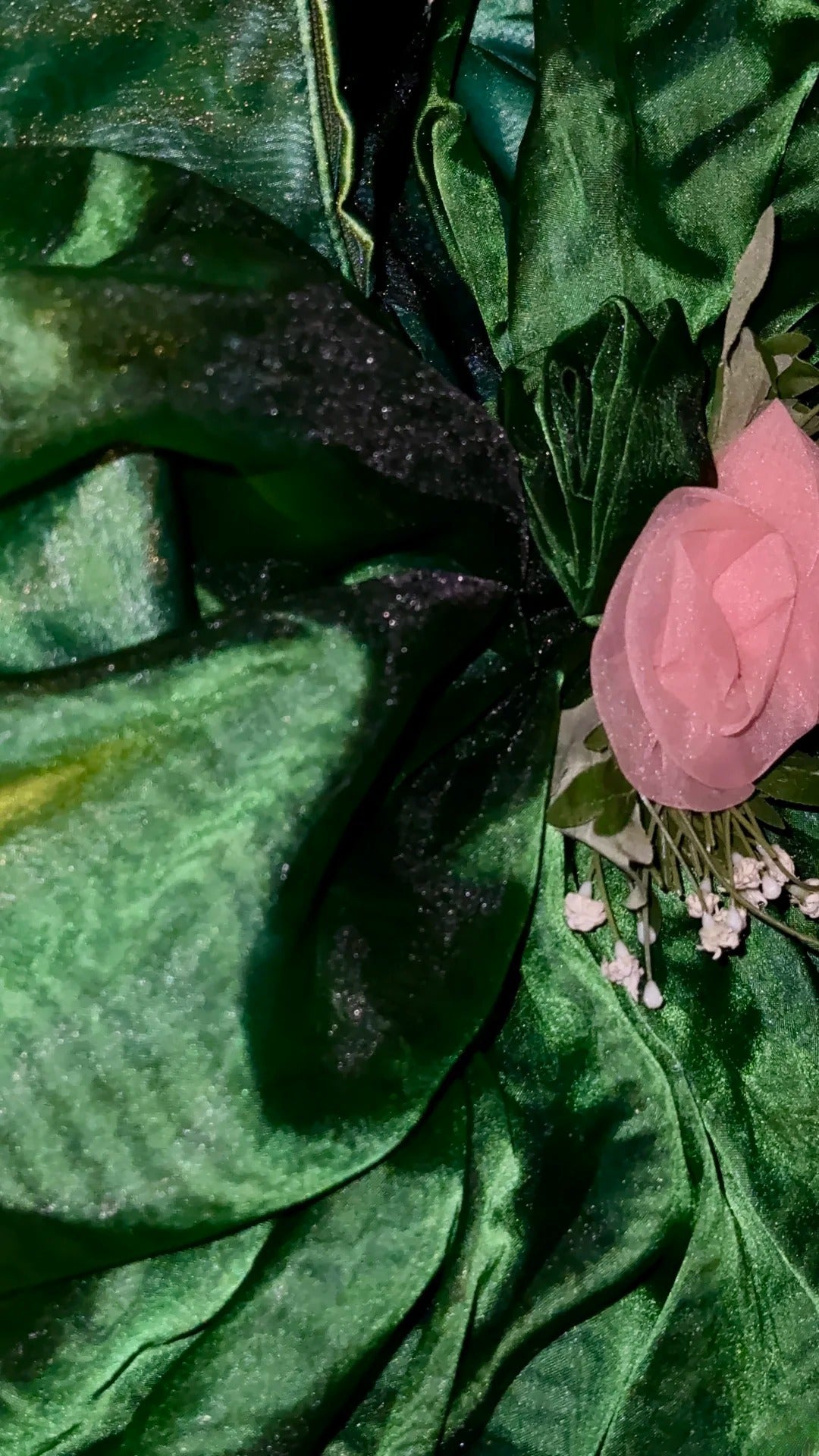 Princess Ball Gown Dark Green With Pink Flowers Long Sweet 16 Dresses Quinceanera Dress RB3357