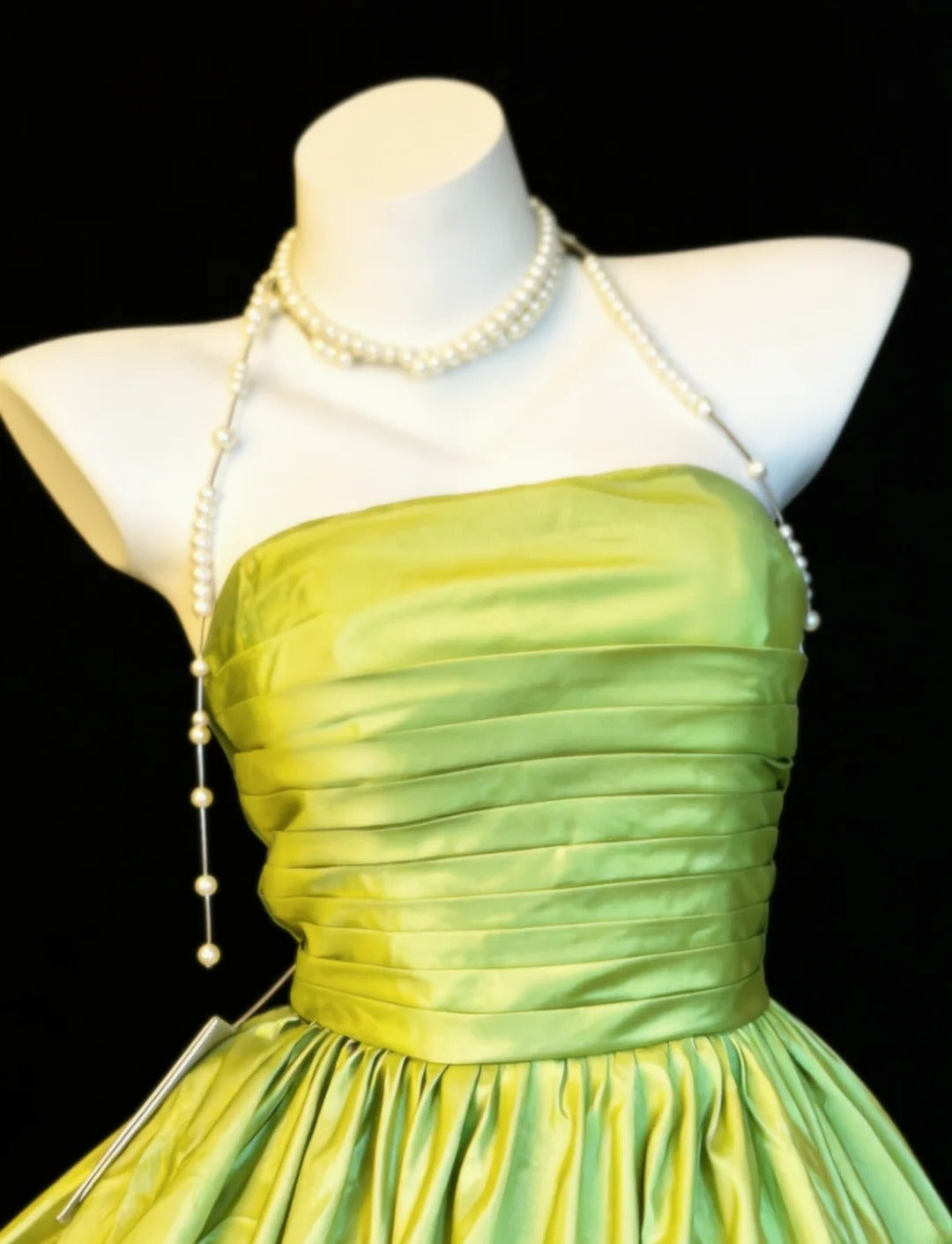 Vintage Ball Gown Strapless Green Satin Hoco Gowns Short 16th Birthday Dress Homecoming Dresses Cocktail Gown AS015