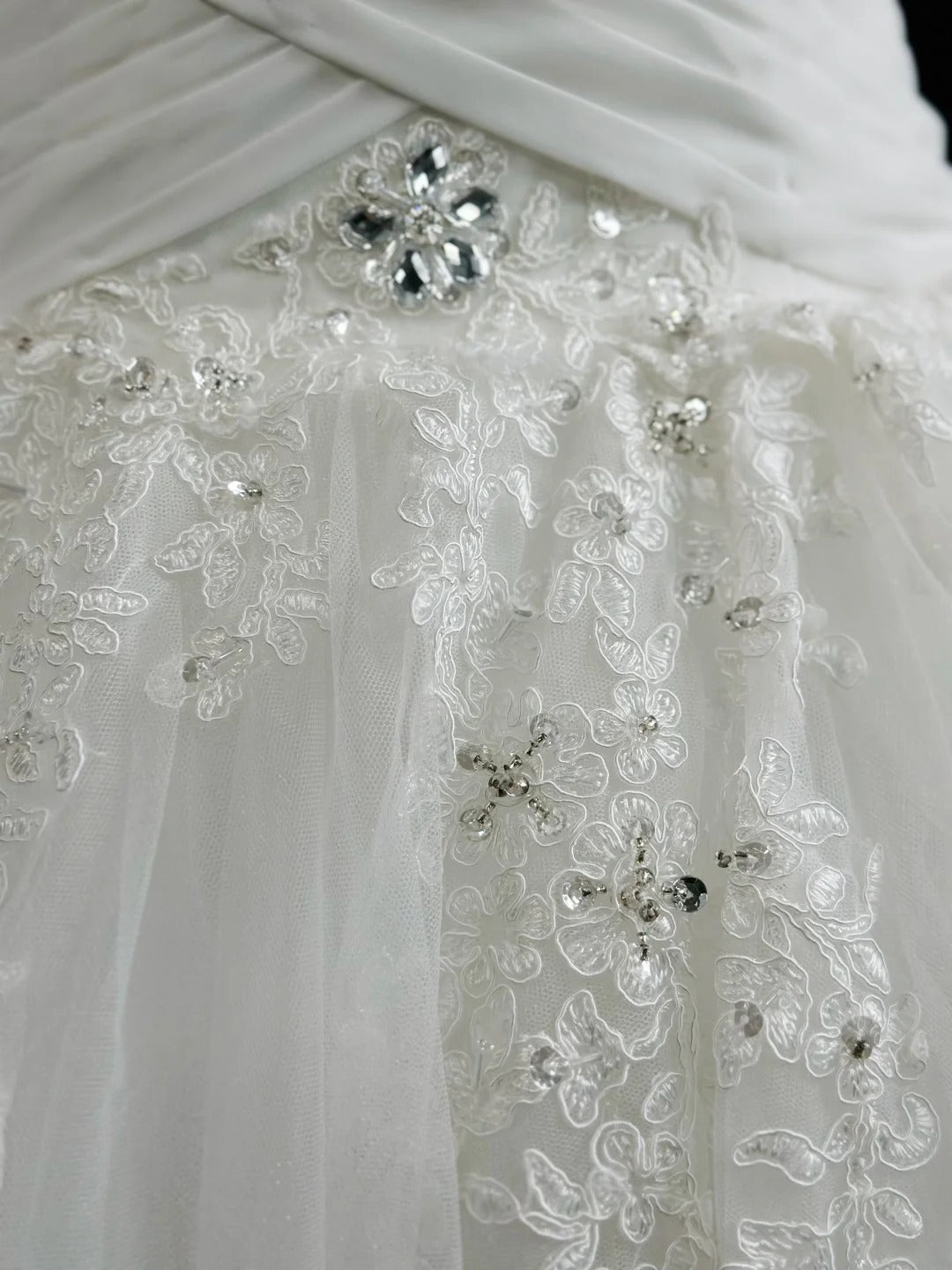 Vintage Ball Gown Sweetheart White Tulle With Appliqued Lace Brides Gown Bridal Dress Wedding Dresses Style RB7555