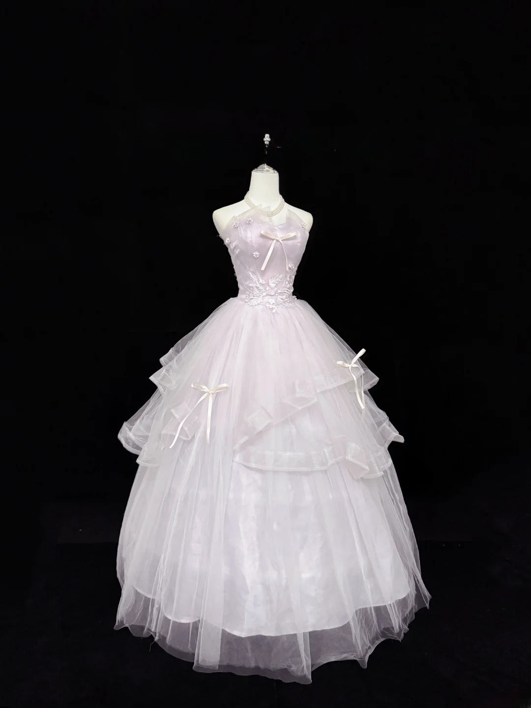 Fairytale Prom Dresses Ball Gown Sweetheart Light Lilac With Appliqued Tulle Evening Long Formal Dress RB7389