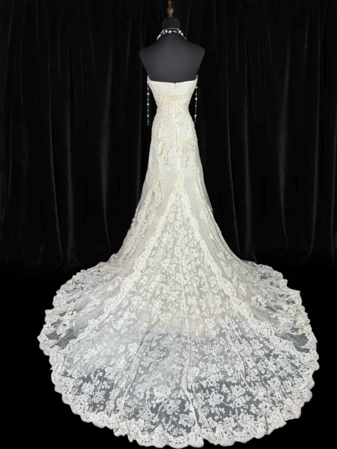 Wedding Dresses Strapless Drop Waist 1950s 1940s Mermaid Strapless Lace Tulle With Appliques White Petite/Plus Size Bridal Gown For Women AS015