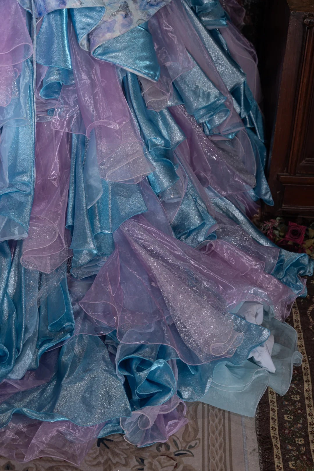 Princesses Fairytale Ball Gown Sweetheart Lilac Blue Tulle With Layers Tiered Long Quince Dress Quinceanera Dresses Formal Birthday Outfits RB8040