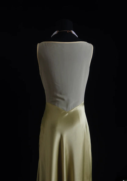 Vintage Prom Dresses 90s Formal Mermaid V Neck Green Silk Satin Mid Length Party Gowns Prom Dresses AS016