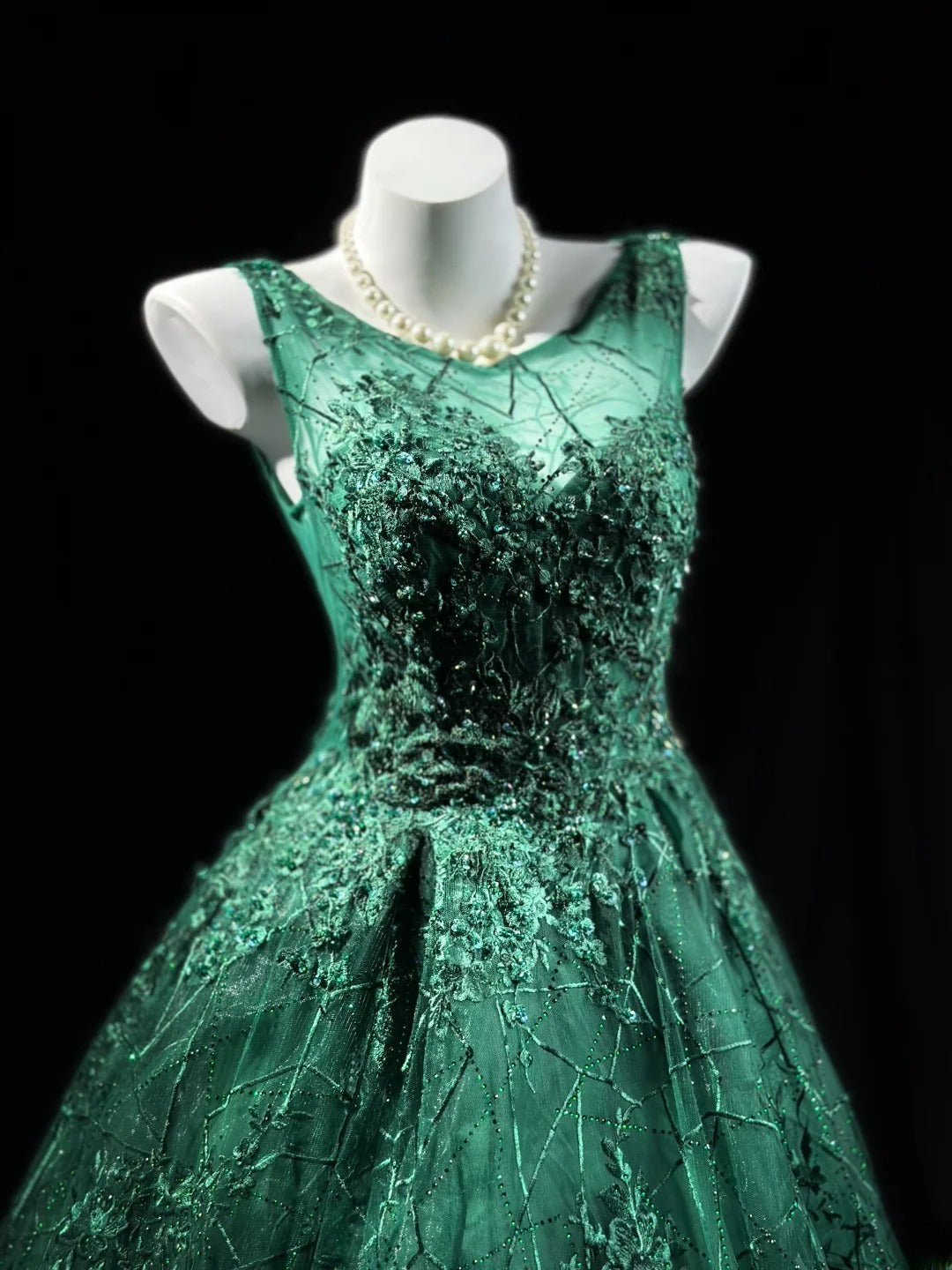 Sophisticated Prom Dresses Ball Gown Scoop Dark Green Tulle With Beading Long Sweet 15 16 Dress Formal Outfits RB5826