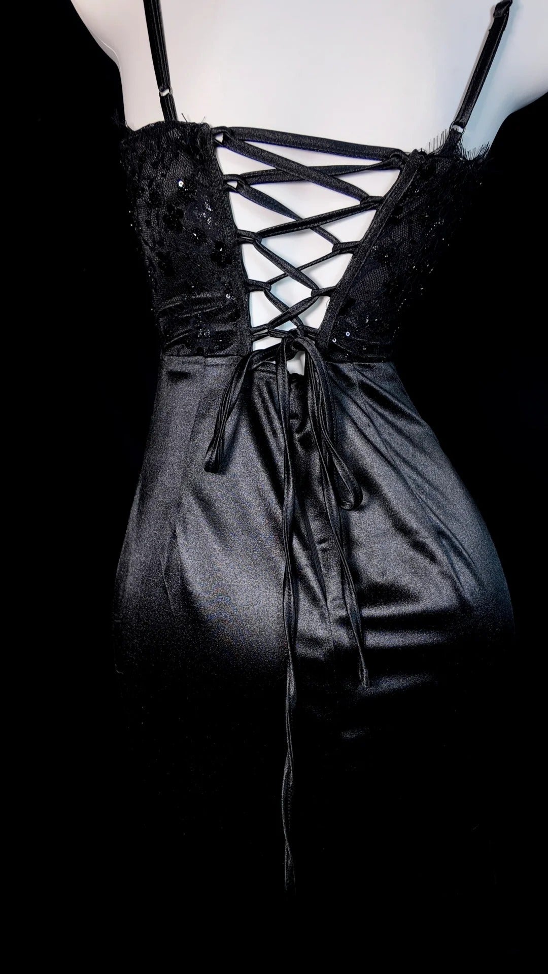 Black Prom Dress Mermaid Spaghetti Straps Satin Slit Modest Floor Length Formal Party Gown RB9822