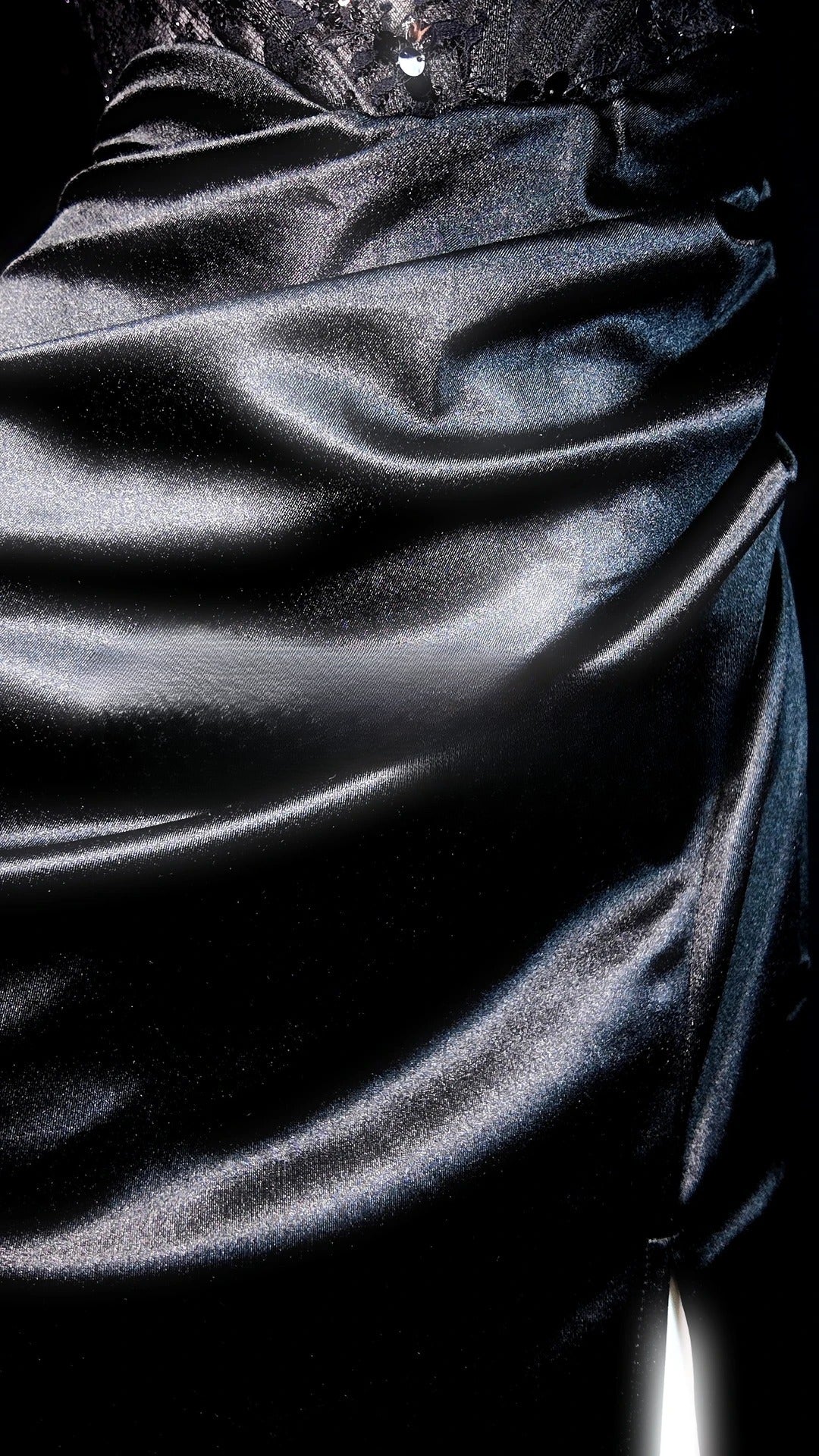 Black Prom Dress Mermaid Spaghetti Straps Satin Slit Modest Floor Length Formal Party Gown RB9822