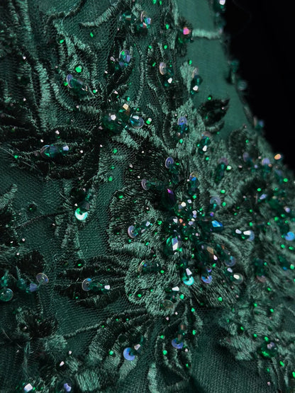 Sophisticated Prom Dresses Ball Gown Scoop Dark Green Tulle With Beading Long Sweet 15 16 Dress Formal Outfits RB5826