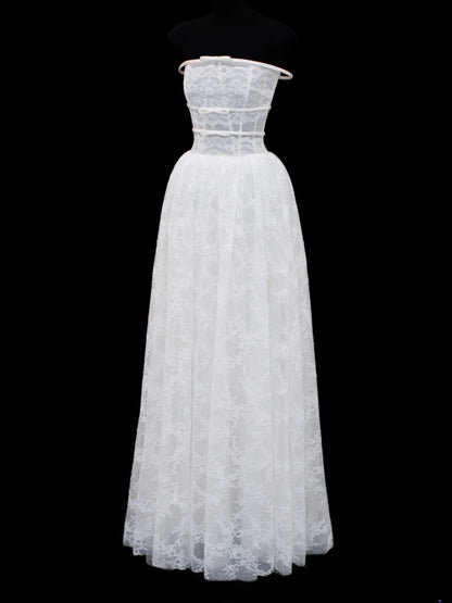 Princess Wedding Gowns Dresses Elegant Modest for Bride A Line Strapless Lace White Petite/Plus Size Bridal Gowns For Women SA017