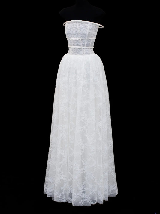 Princess Wedding Gowns Dresses Elegant Modest for Bride A Line Strapless Lace White Petite/Plus Size Bridal Gowns For Women SA017