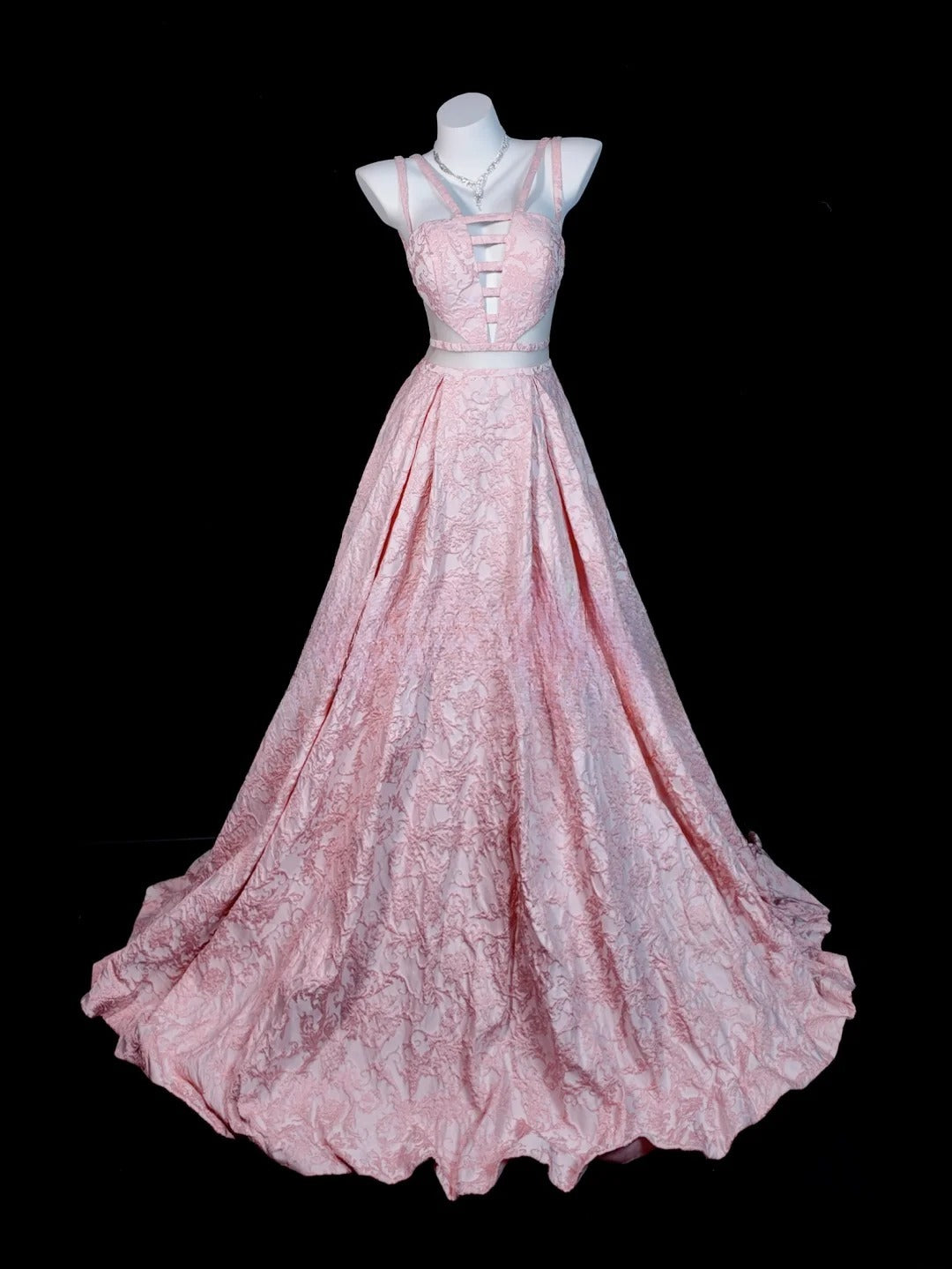 Pink Prom Dress A Line Straps Satin Lace Modest Floor Length Formal Party Gown RB9823