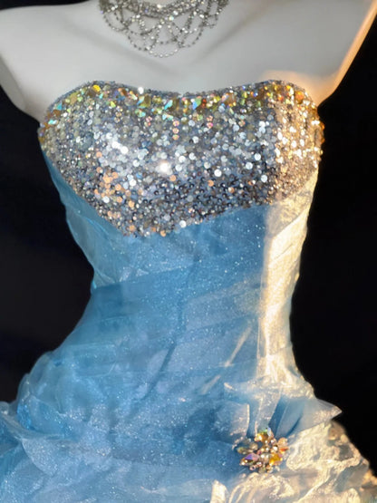Classy Ball Gowns Strapless Blue Mini Graduation Dresses Short High School For 8th Grade Senior Inspo Homecoming Gown RB3359