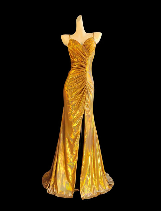 Modest Mermaid Spaghetti Strap Orange Satin Evening Dresses High School Teens Senior Night Dance Prom Outfits AS017