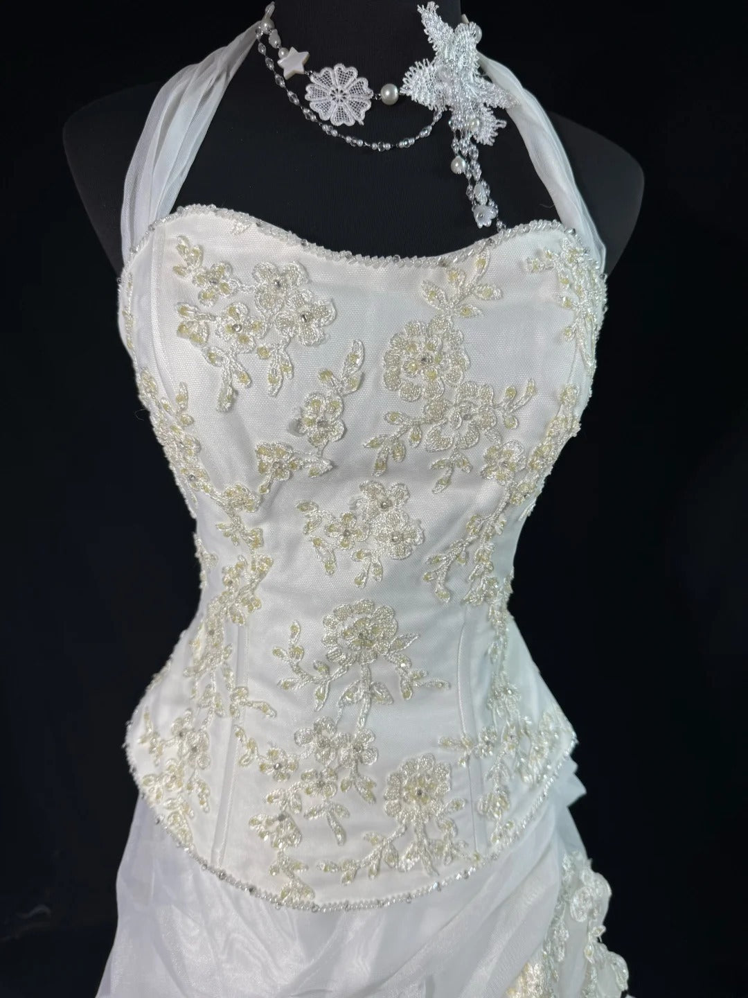 Wedding Dresses Strapless Drop Waist 1950s 1940s 2 Pieces Ball Gown Halter Tulle With Appliques White Petite/Plus Size Bridal Gown For Women AS017
