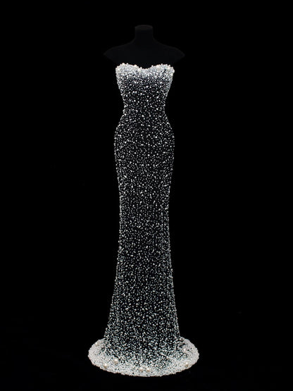 Affordable Sequin 1950s Formal Mermaid Sweetheart With Beaded Pearls Style Impress Long Prom Dresses Party Formal Gowns SA018