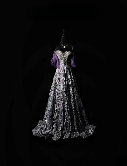 Vintage Prom Dresses A line Spaghetti Strap Purple Sequin 1950s Retro Classy Party Formal Outfits RB6368