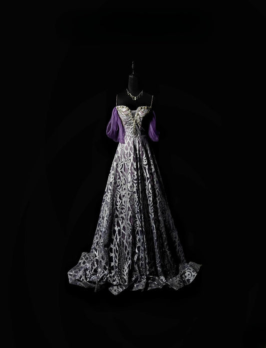 Vintage Prom Dresses A line Spaghetti Strap Purple Sequin 1950s Retro Classy Party Formal Outfits RB6368