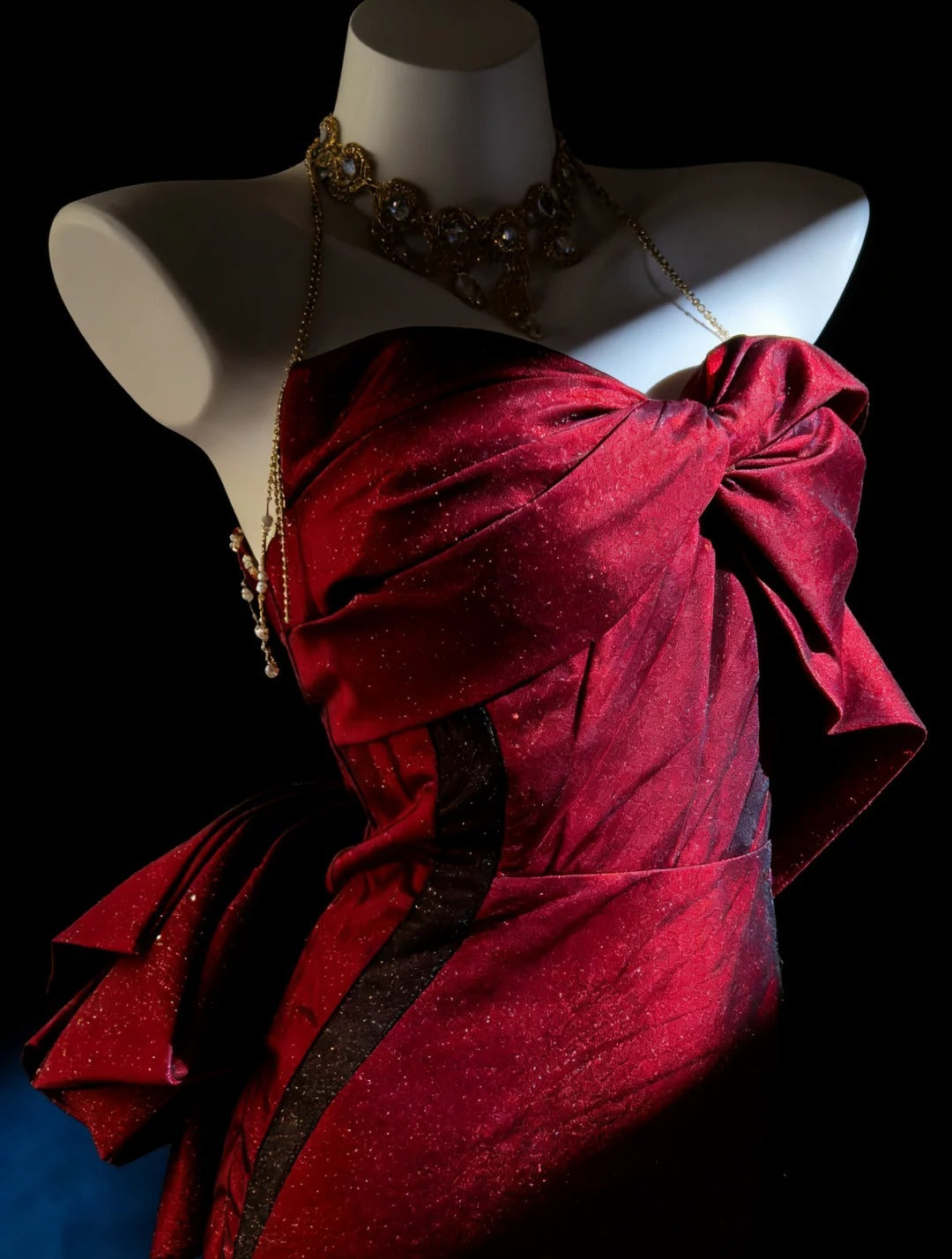 Unique Mermaid Sweetheart Burgundy Satin With Black Tulle Bodice For Women Long Prom Dress 20th Birthday Gowns AS018