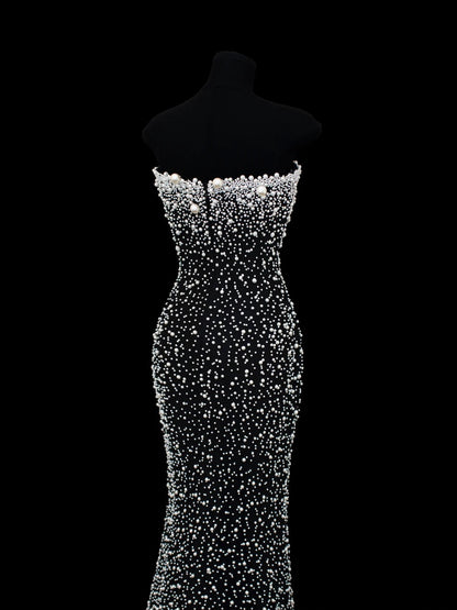 Affordable Sequin 1950s Formal Mermaid Sweetheart With Beaded Pearls Style Impress Long Prom Dresses Party Formal Gowns SA018