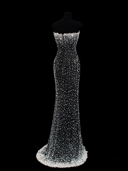 Affordable Sequin 1950s Formal Mermaid Sweetheart With Beaded Pearls Style Impress Long Prom Dresses Party Formal Gowns SA018