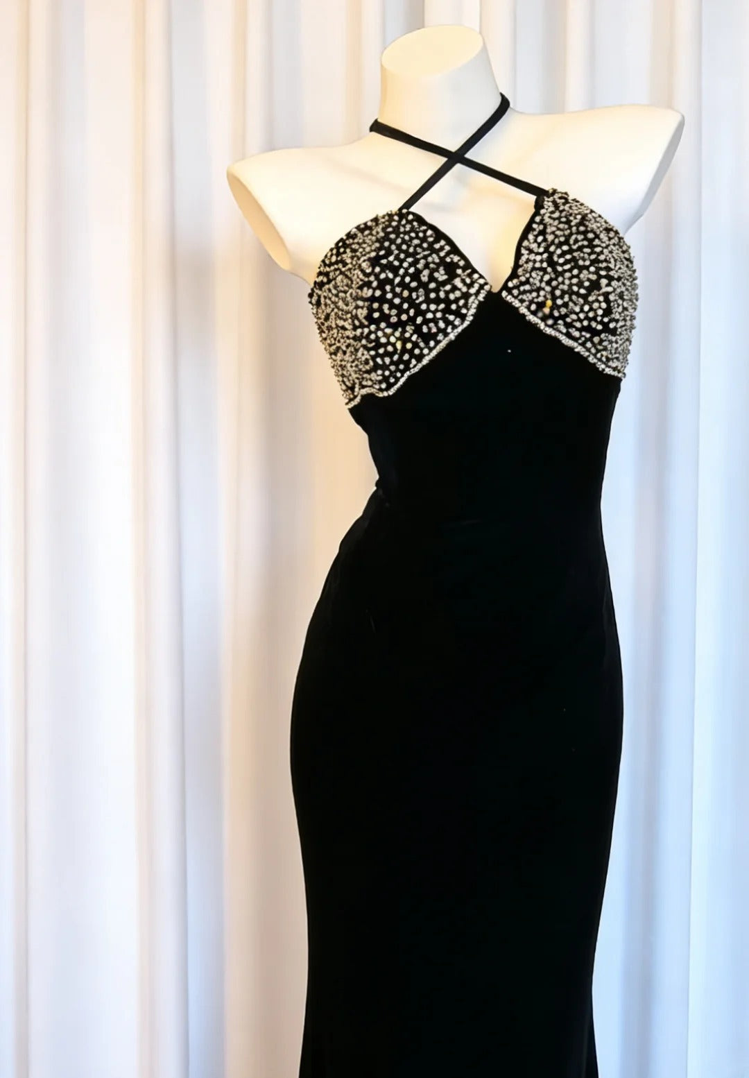 Unique Mermaid Halter Back With Split Side Beaded Bodice For Women Long Prom Dress 20th Birthday Gowns AS019