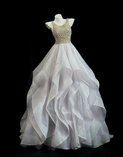 Sophisticated Prom Dresses Ball Gown Scoop Tulle With Beading Long Sweet 15 16 Dress Formal Outfits RB5829