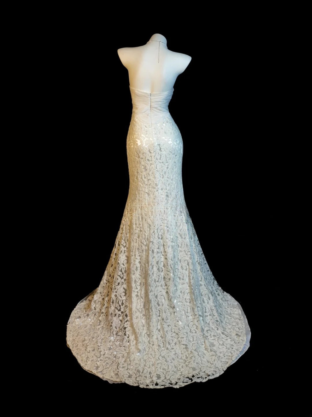 Lace Prom Dress Mermaid Strapless With Gold Beading Modest Floor Length Formal Party Gown RB9825