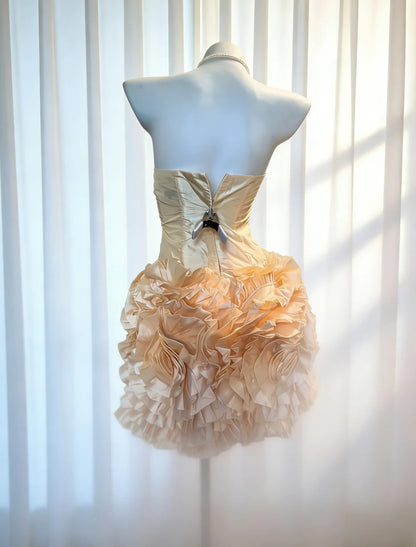Vintage Sheath Strapless Satin Hoco Gowns Short 18th Birthday Dress Homecoming Dresses Cocktail Gown AS020