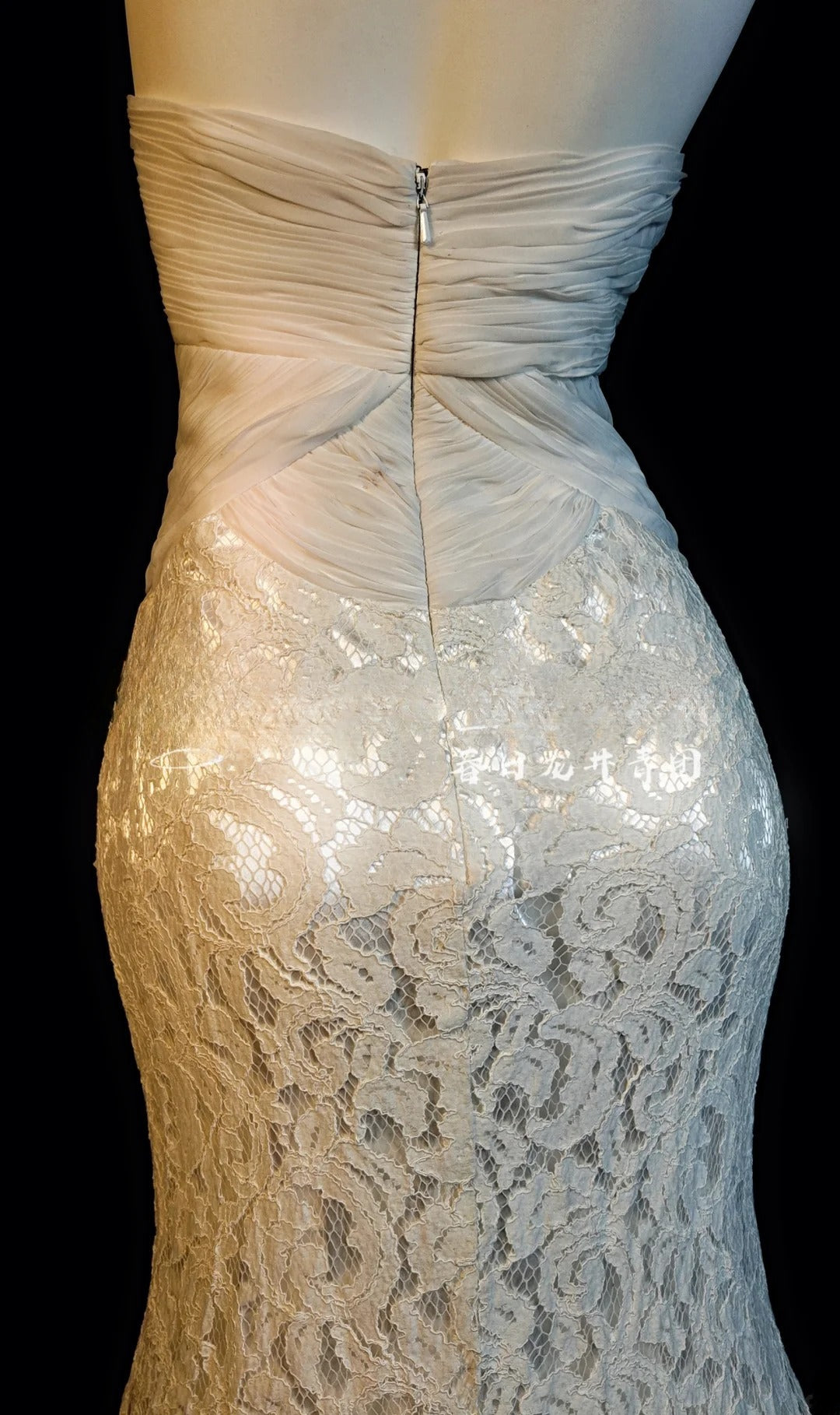 Lace Prom Dress Mermaid Strapless With Gold Beading Modest Floor Length Formal Party Gown RB9825