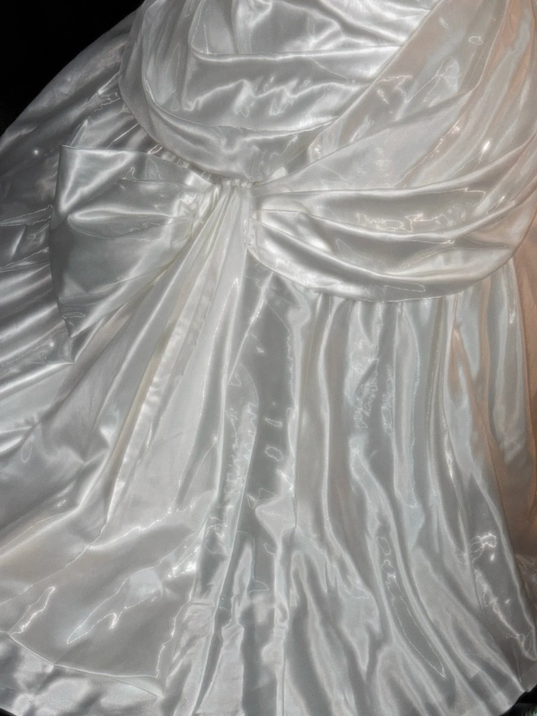 Ethereal Ball Gowns Strapless White Lace With Appliqued Lace Court Train Wedding Dresses RB3362