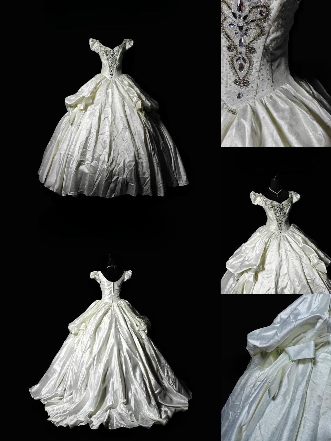 Vintage 1950s Ball Gown Sweetheart Taffeta White With Ruffled Brides Gown Bridal Dress Wedding Dresses Style RB7557