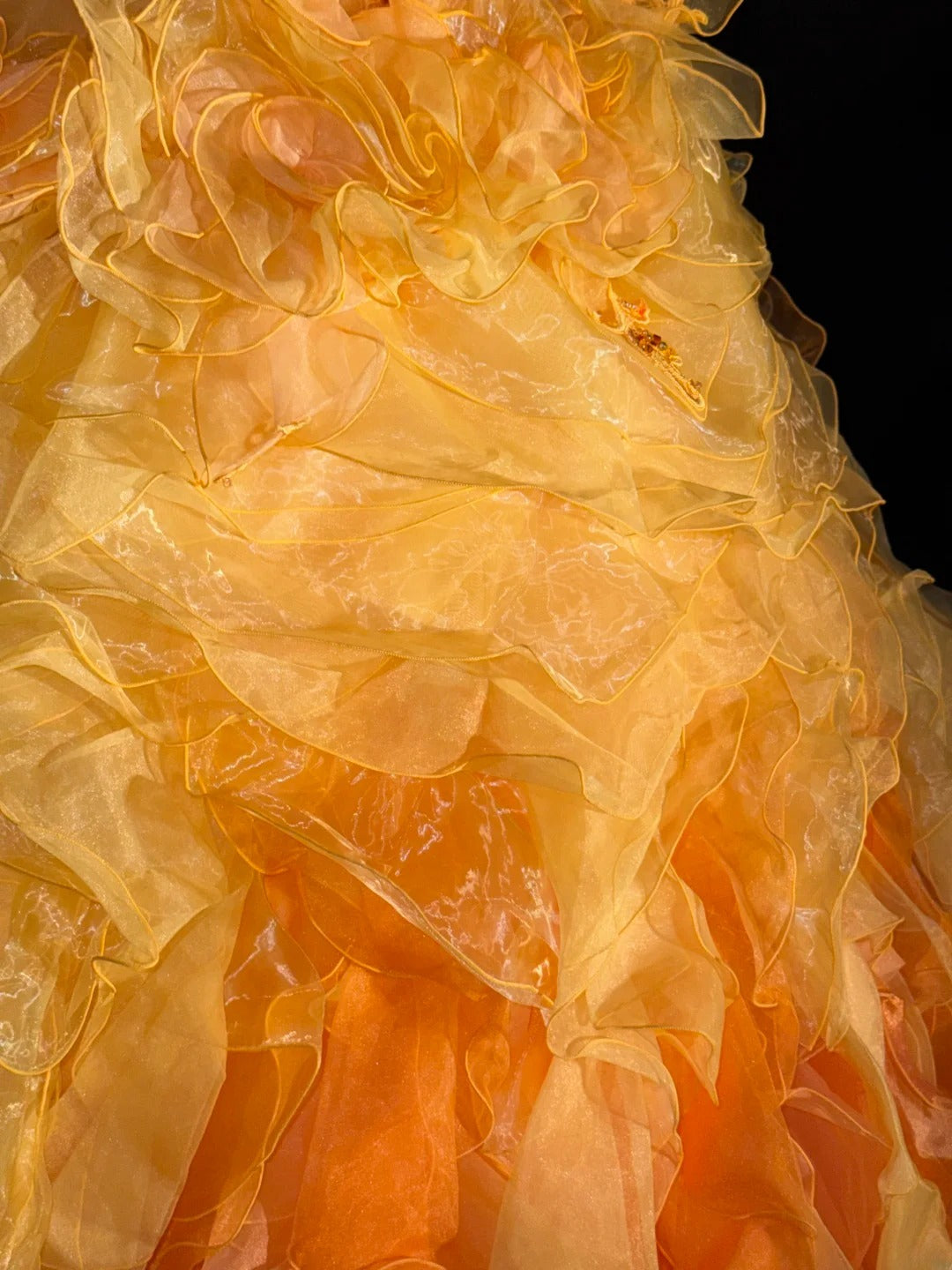 Princess Ball Gown Strapless Yellow With Tiered Layers Flowers Long Sweet 16 Dresses Quinceanera Dress RB3363