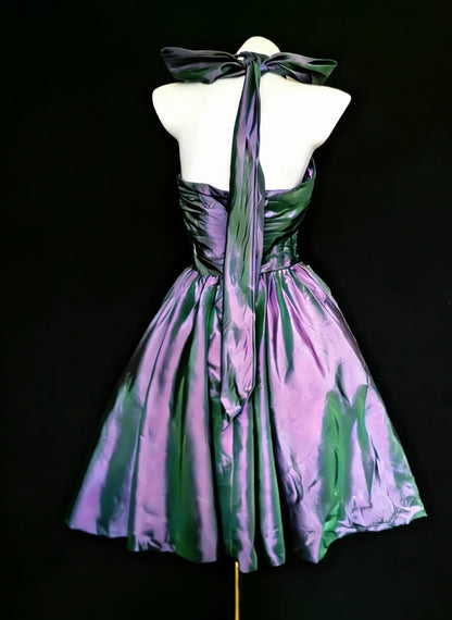 Vintage Ball Gown Halter Purple Taffeta Hoco Gowns Short 16th Birthday Dress Homecoming Dresses Cocktail Gown AS021