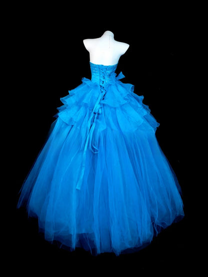 Sweet 16 Dress Blue Ball Gown Strapless With Beading Corset Fit Sweet Sixteen Dress RB9826