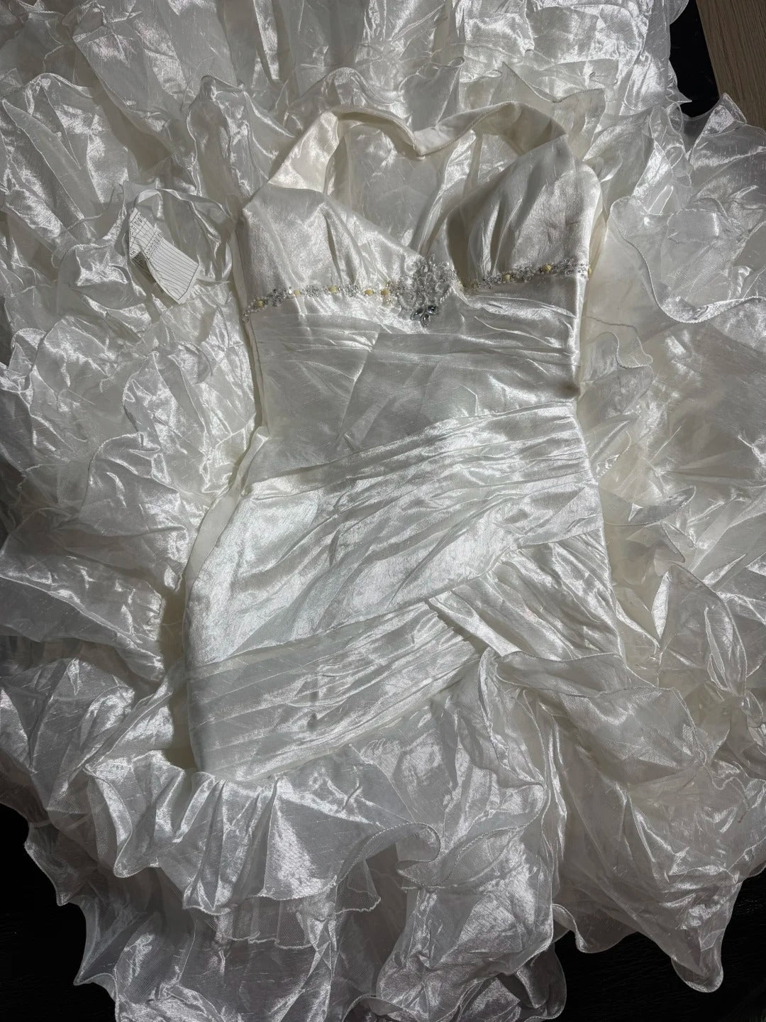 Timeless Women's Mermaid Halter Sleeveless White Taffeta Tiered Pleated With Beads Long Vintage Fitted 1920s Wedding Dresses AS022