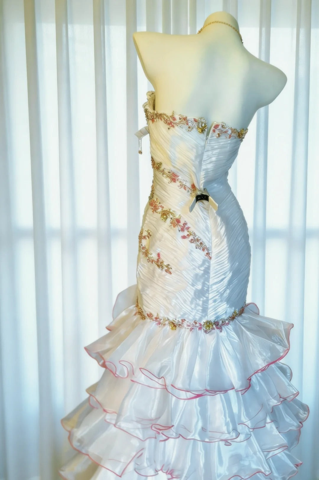Unique Mermaid Sweetheart White With Lace 90s Beads For Women Party Dresses Long Prom Dress 20th Birthday Gowns AS022