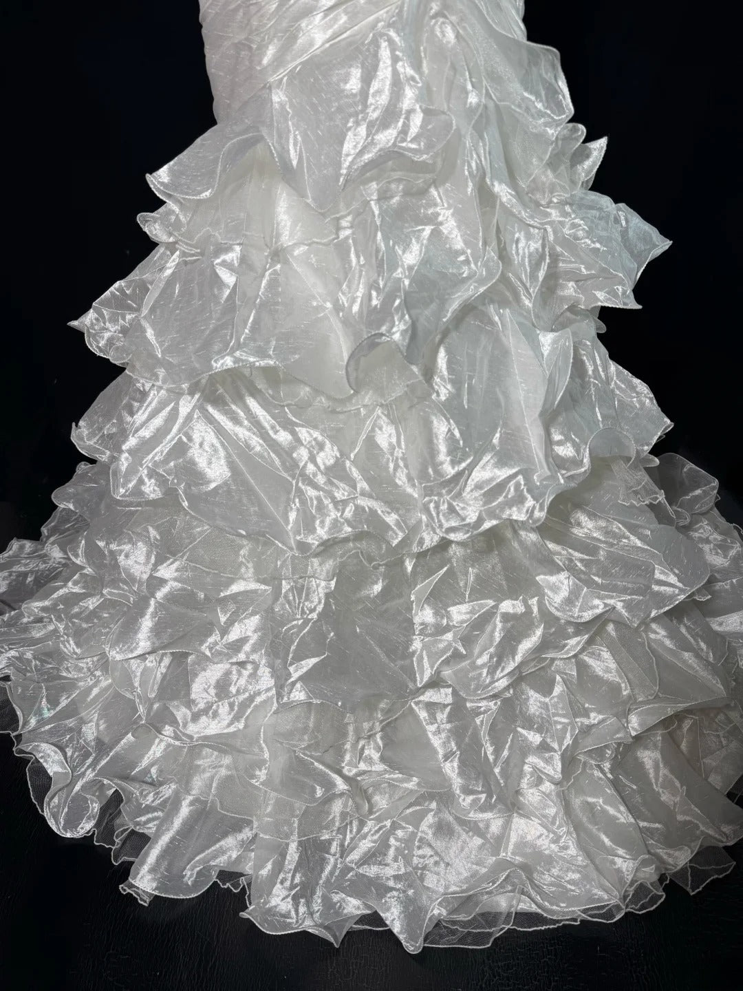 Timeless Women's Mermaid Halter Sleeveless White Taffeta Tiered Pleated With Beads Long Vintage Fitted 1920s Wedding Dresses AS022