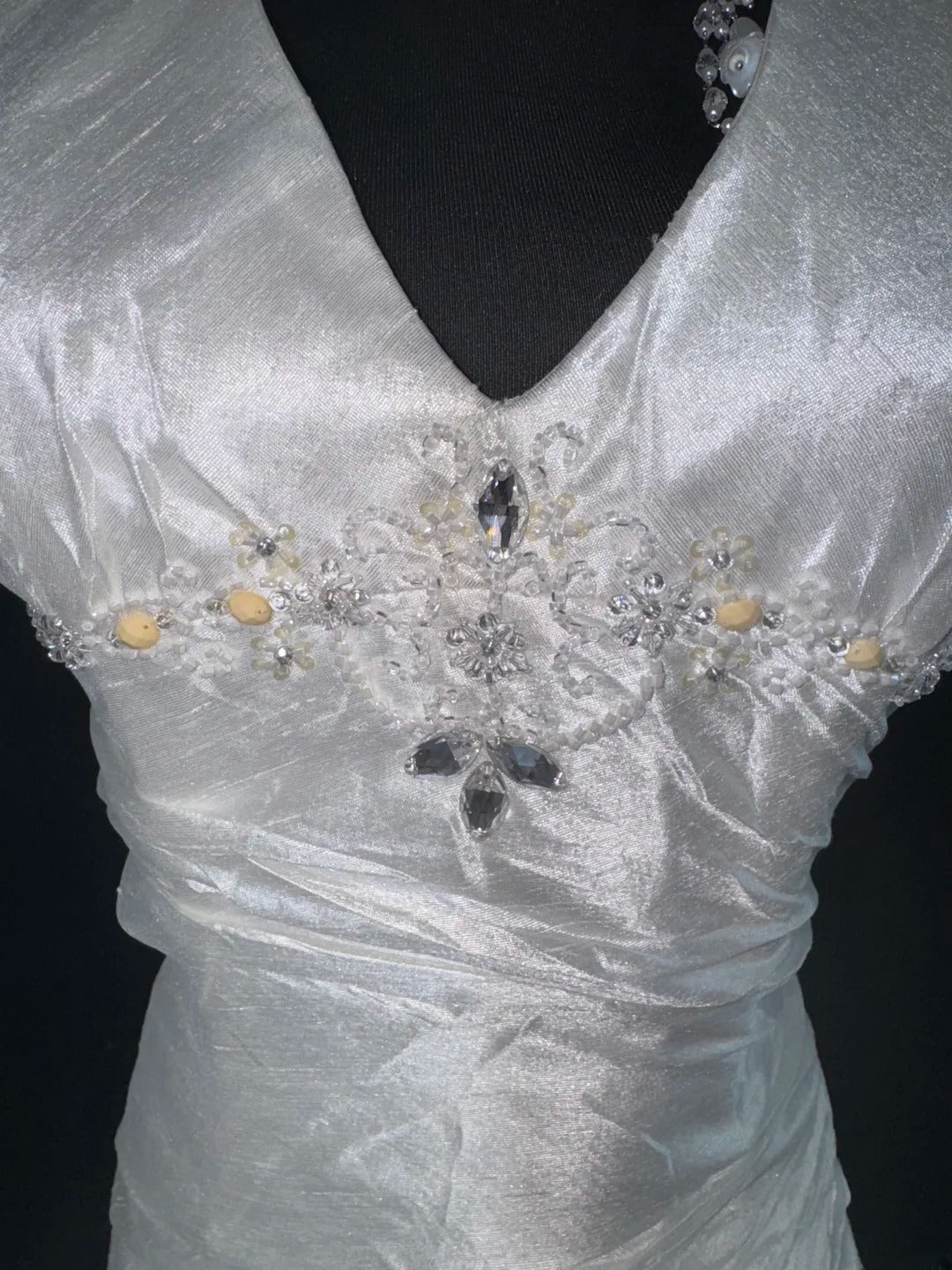 Timeless Women's Mermaid Halter Sleeveless White Taffeta Tiered Pleated With Beads Long Vintage Fitted 1920s Wedding Dresses AS022