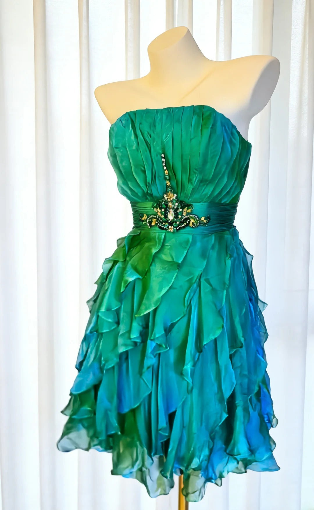 Vintage A Line Strapless Green Chiffon Hoco Gowns Short 18th Birthday Dress Homecoming Dresses Cocktail Gown AS023