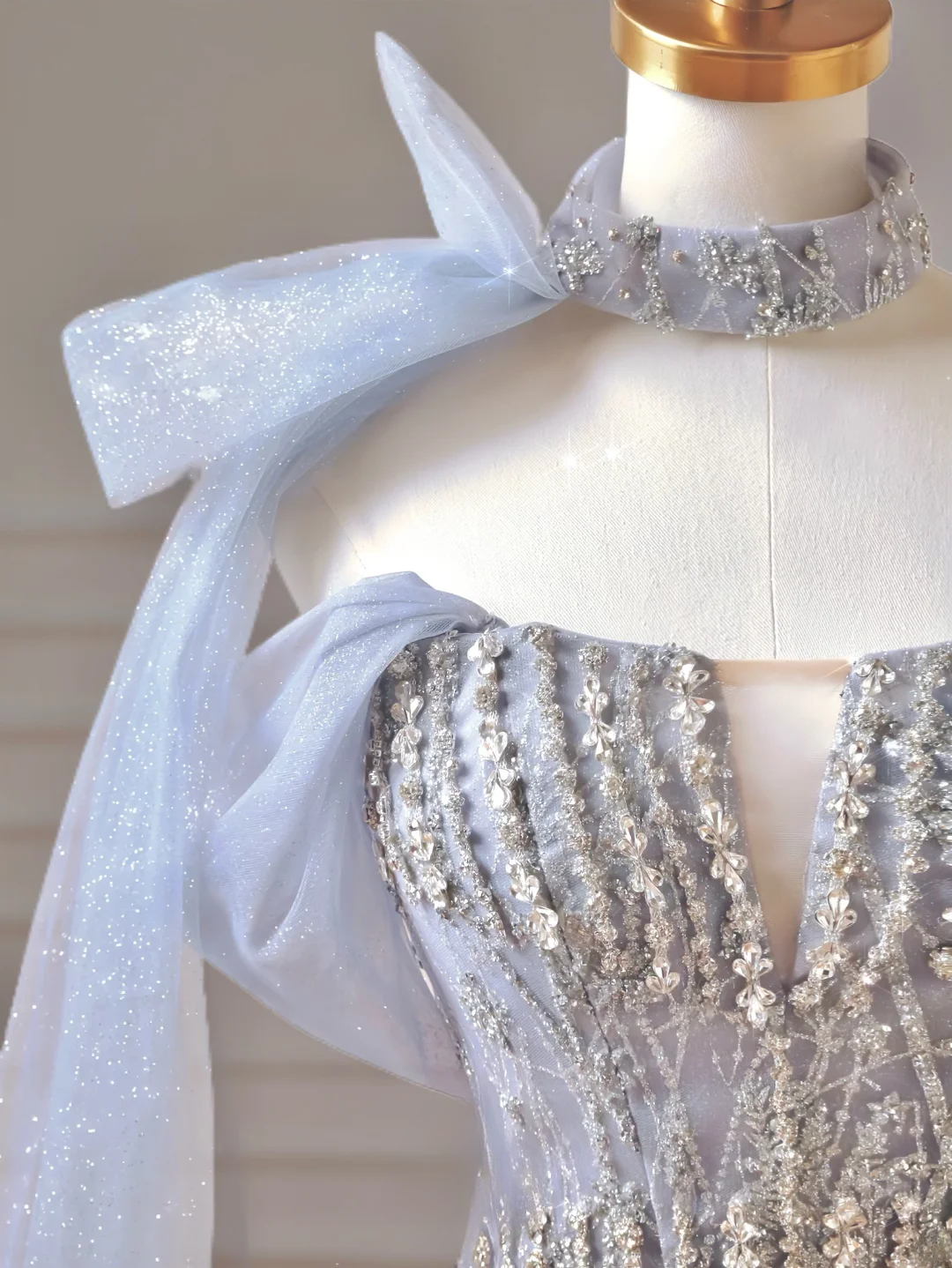 Modest Prom Dresses Aesthetic Ball Gown Strapless Light Sky Blue Sequin Corset Fitted Impress Long Party Formal Gown For Teens High Schools Girls AQ023