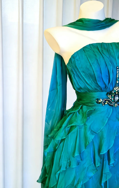 Vintage A Line Strapless Green Chiffon Hoco Gowns Short 18th Birthday Dress Homecoming Dresses Cocktail Gown AS023
