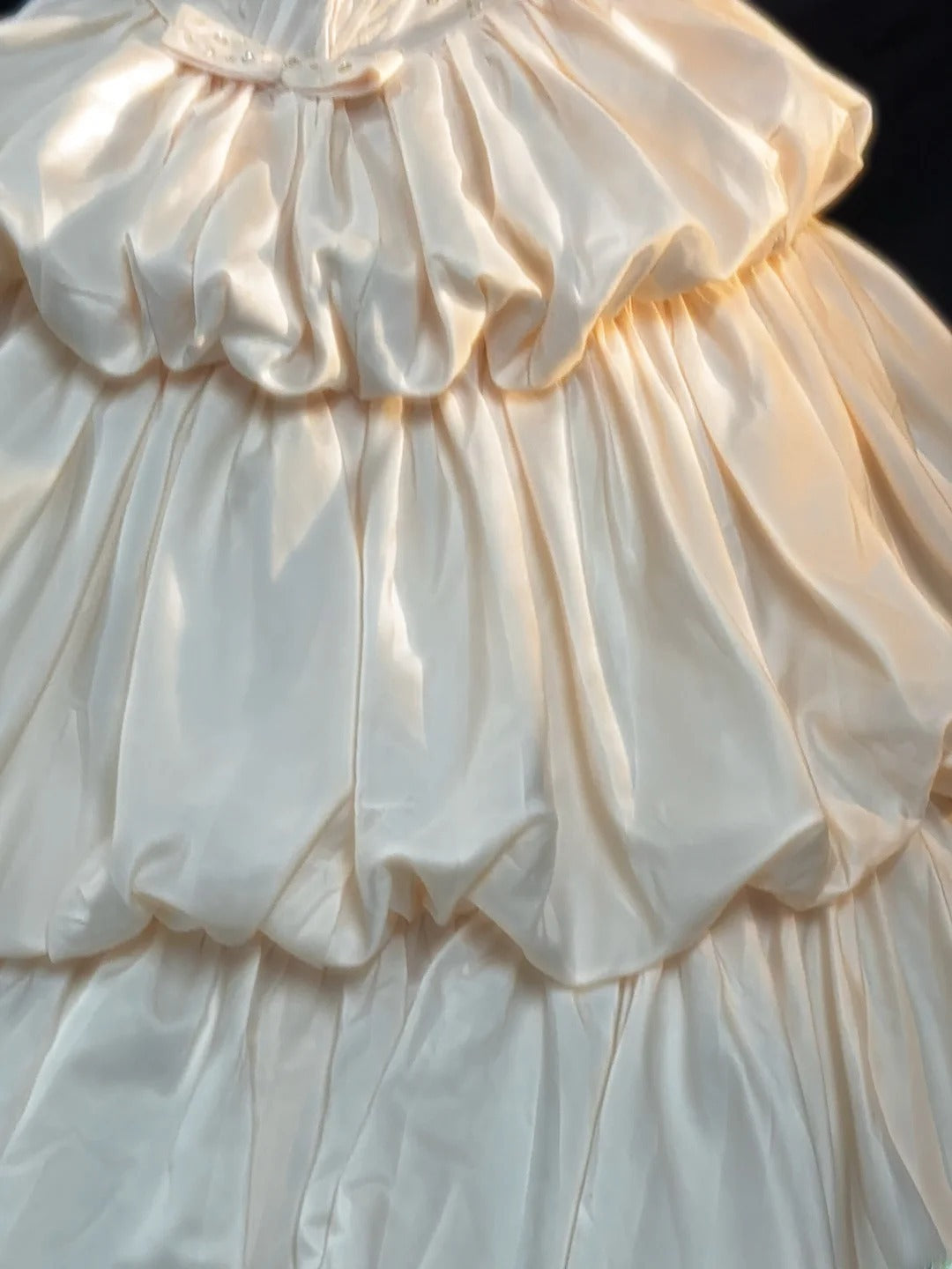 Ethereal Ball Gowns High Neck Ivory Satin With Gold Beading Court Train Wedding Dresses RB3365