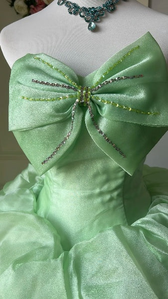 Sweet 16 Dresses Long Sweetheart Mint Green Organza Floor Length Ball Gown Sweet Sixteen Birthday Gown RC0394