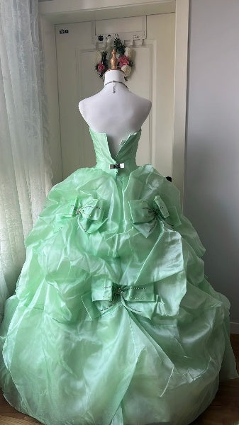Sweet 16 Dresses Long Sweetheart Mint Green Organza Floor Length Ball Gown Sweet Sixteen Birthday Gown RC0394