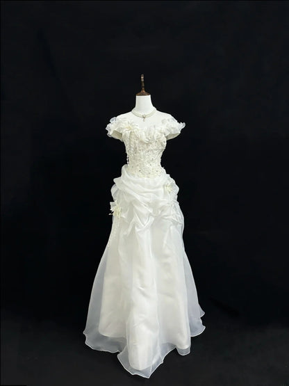 Magical Ball Gown Off The Shoulder White With Layered Tiered Quince Dress Voluminous Sweet 16 Quinceanera Dresses Vestido de RB7396