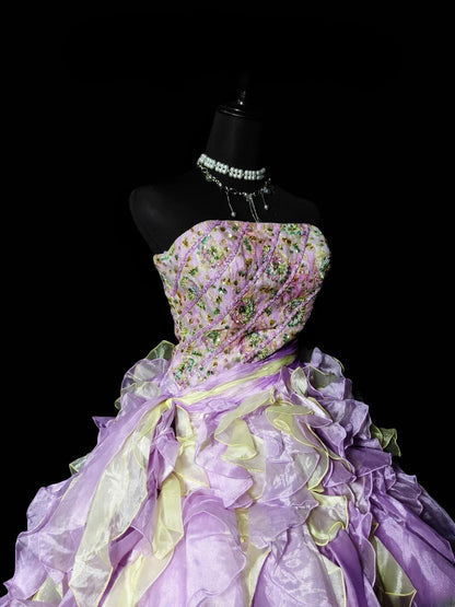 Pretty Ball Gown Strapless Multi Colors Yellow Lilac Quinceañera Dress Moda 2000 Long 15 Quinceanera Dresses Ideas Sweet 16 Outfits RB6372