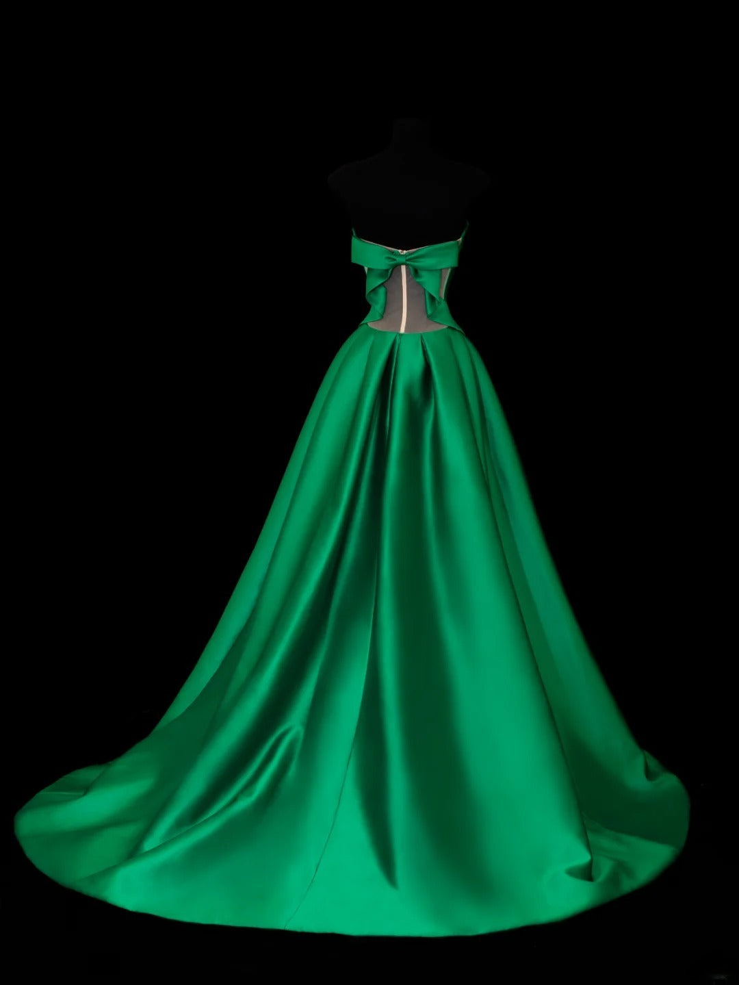 Modest Prom Dress Aesthetic Ball Gowns Strapless Green Satin Style Impress Long Prom Dresses Party Formal Gowns SA025