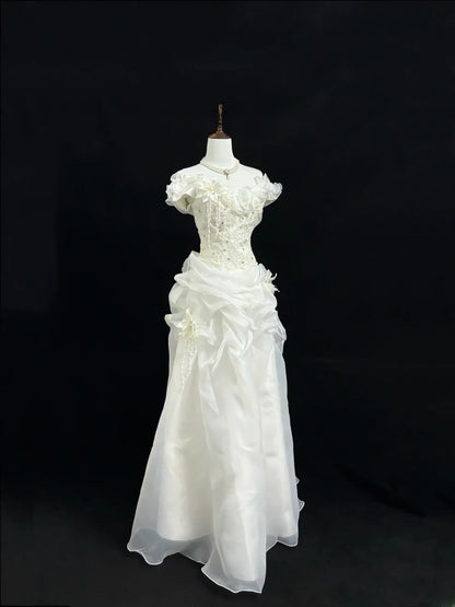Magical Ball Gown Off The Shoulder White With Layered Tiered Quince Dress Voluminous Sweet 16 Quinceanera Dresses Vestido de RB7396