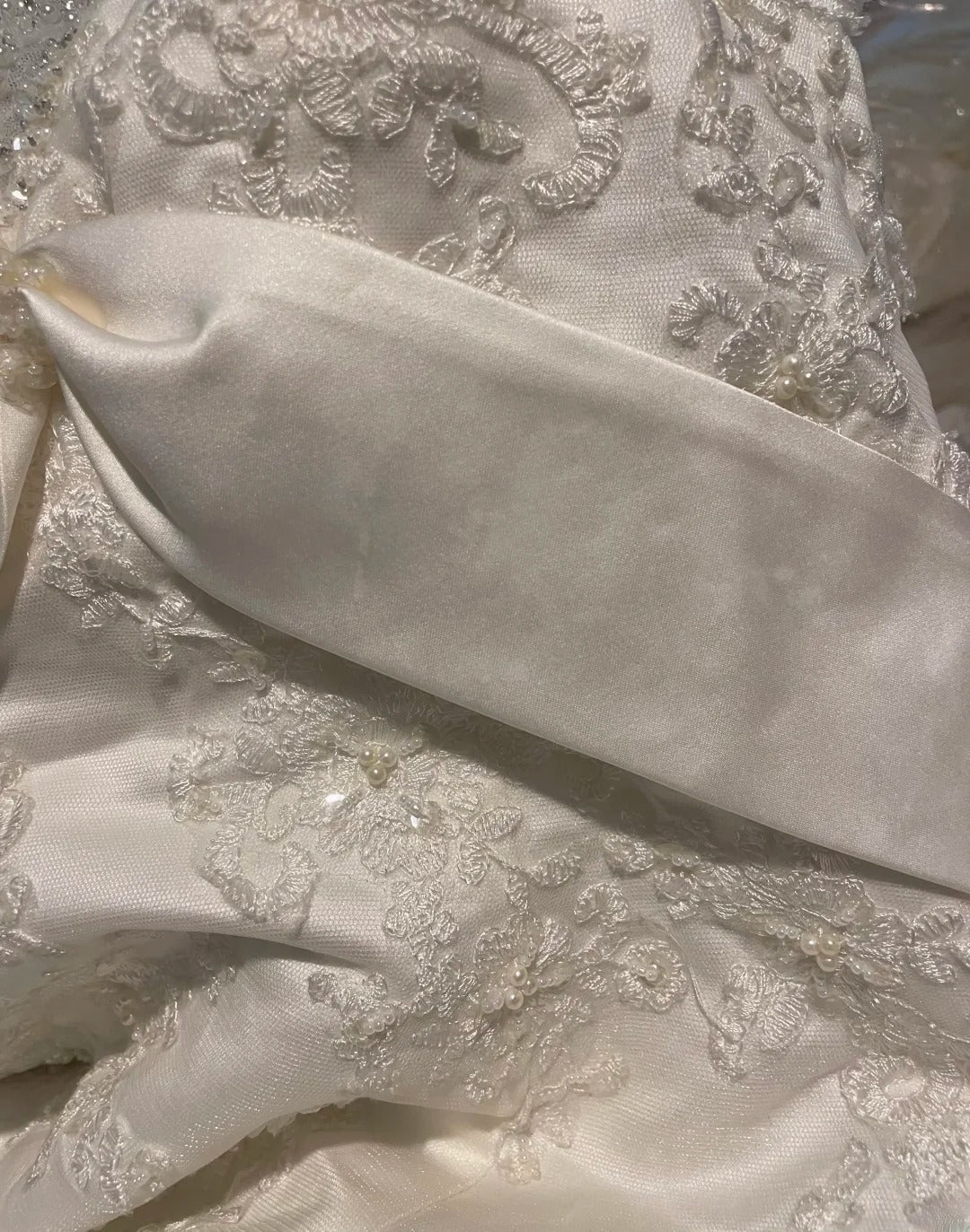 Vintage 80s Ball Gown Strapless Tulle White With Appliques Bow-knot Brides Gown Bridal Dress Wedding Dresses RB8050