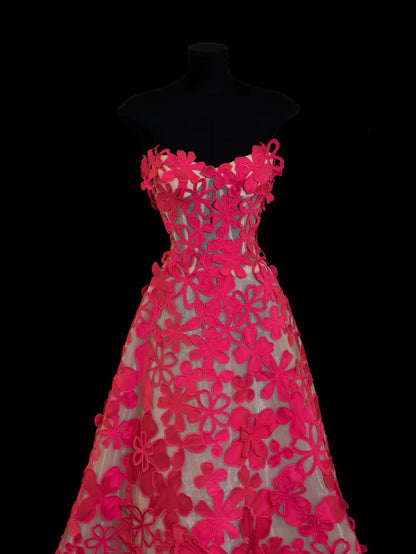 Ball Gowns Prom Dress Aesthetic Sweetheart Hot Pink Lace Style Impress Long Prom Dresses Party Formal Gowns SA026